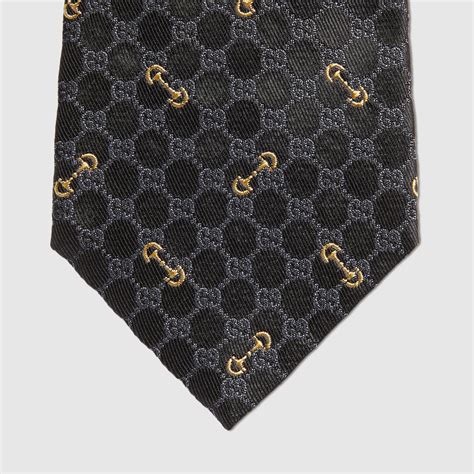 corbata gucci|Corbata de jacquard de seda con GG innegro/gris .